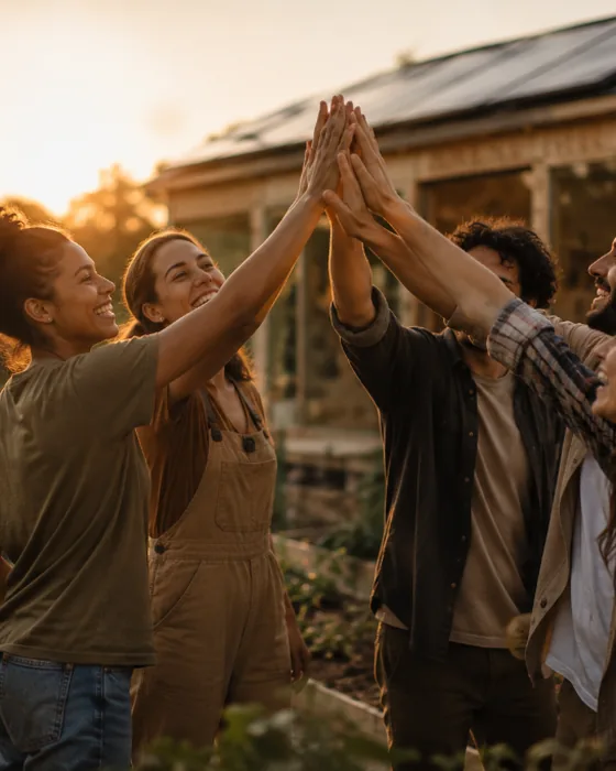 Menschen geben sich nach einem gemeinsamen Projekt ein High-Five – sichtbare Wirkung entsteht